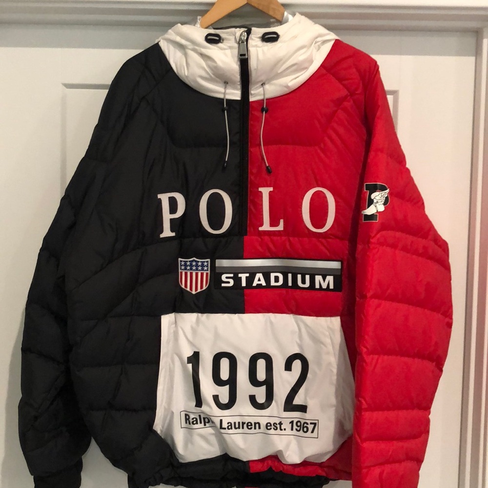 POLO Stadium down half zip jacket